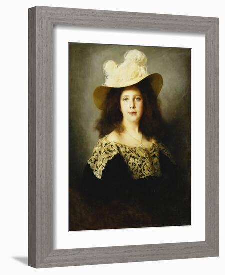 Portrait of Mici Lukacs, Aged 10, Wearing a Dark Blue Dress with Lace Collar, 1897-Philip Alexius De Laszlo-Framed Giclee Print