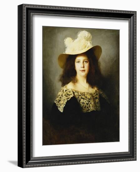 Portrait of Mici Lukacs, Aged 10, Wearing a Dark Blue Dress with Lace Collar, 1897-Philip Alexius De Laszlo-Framed Giclee Print