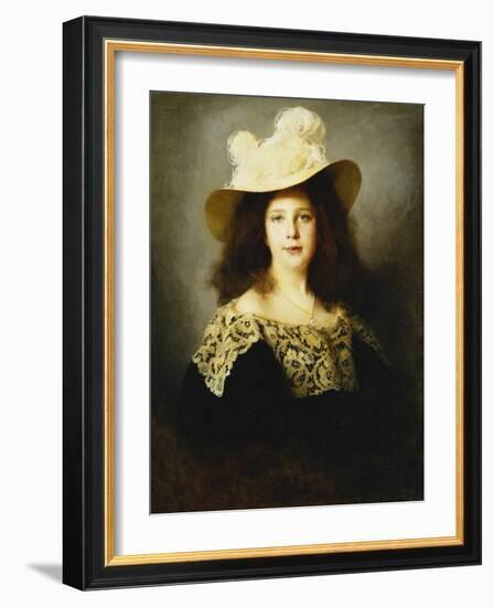 Portrait of Mici Lukacs, Aged 10, Wearing a Dark Blue Dress with Lace Collar, 1897-Philip Alexius De Laszlo-Framed Giclee Print