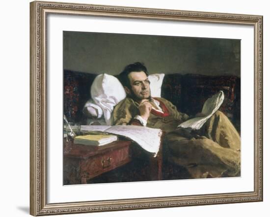 Portrait of Mikhail Glinka at the Time of His Composition of the Opera Ruslan and Ludmilla, c. 1887-Ilya Efimovich Repin-Framed Giclee Print