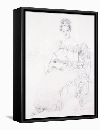 Portrait of Miss Elizabeth Keating Playing Her Guitar, 1816-Jean-Auguste-Dominique Ingres-Framed Premier Image Canvas