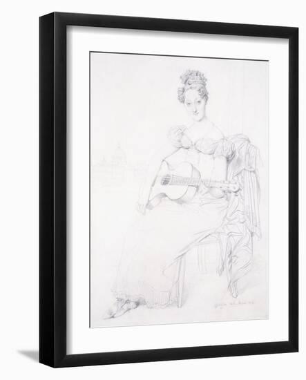 Portrait of Miss Elizabeth Keating Playing Her Guitar, 1816-Jean-Auguste-Dominique Ingres-Framed Giclee Print