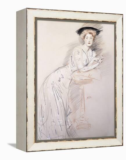 Portrait of Miss Taylor Leaning on a Table-Paul Cesar Helleu-Framed Premier Image Canvas