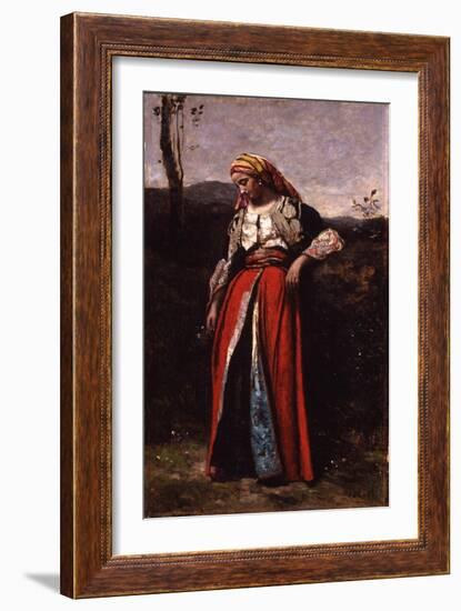 Portrait of Mlle Dobigny, 1865-70-Jean Baptiste Camille Corot-Framed Giclee Print