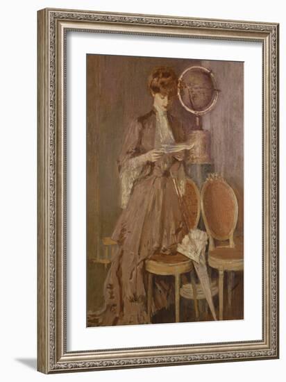 Portrait of Mme Helleu Reading a Letter-Paul Cesar Helleu-Framed Giclee Print