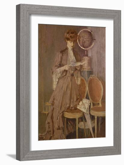 Portrait of Mme Helleu Reading a Letter-Paul Cesar Helleu-Framed Giclee Print