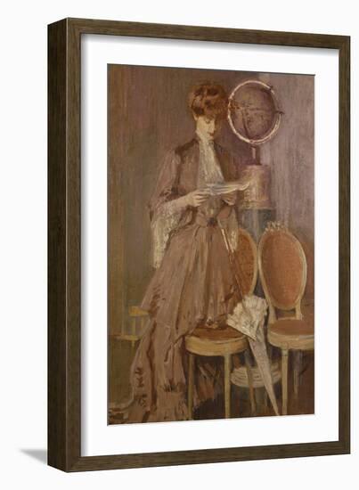 Portrait of Mme Helleu Reading a Letter-Paul Cesar Helleu-Framed Giclee Print