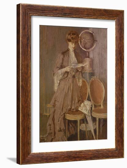 Portrait of Mme Helleu Reading a Letter-Paul Cesar Helleu-Framed Giclee Print