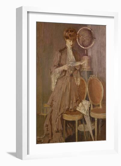 Portrait of Mme Helleu Reading a Letter-Paul Cesar Helleu-Framed Giclee Print