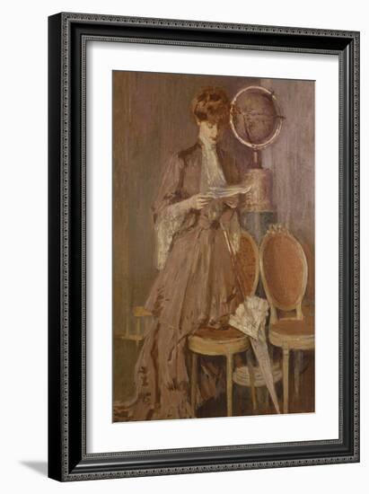 Portrait of Mme Helleu Reading a Letter-Paul Cesar Helleu-Framed Giclee Print