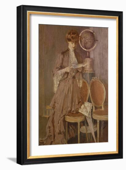 Portrait of Mme Helleu Reading a Letter-Paul Cesar Helleu-Framed Giclee Print