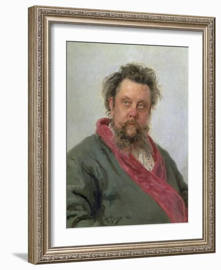 Portrait of Modest Petrovich Moussorgsky (1839-81) 1881-Ilya Efimovich Repin-Framed Giclee Print