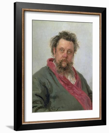 Portrait of Modest Petrovich Moussorgsky (1839-81) 1881-Ilya Efimovich Repin-Framed Giclee Print