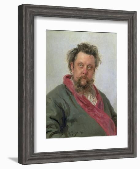 Portrait of Modest Petrovich Moussorgsky (1839-81) 1881-Ilya Efimovich Repin-Framed Giclee Print