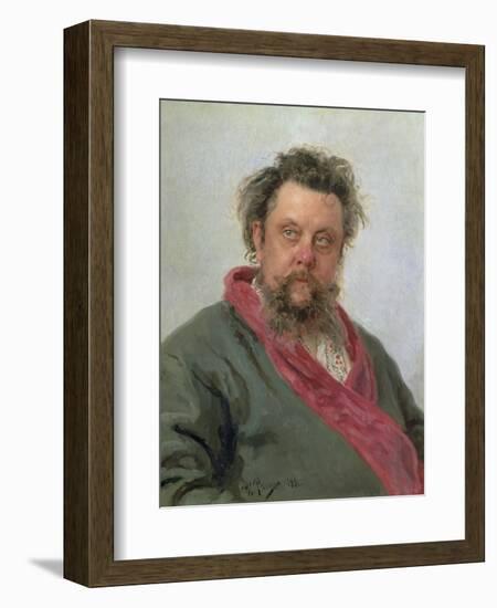 Portrait of Modest Petrovich Moussorgsky (1839-81) 1881-Ilya Efimovich Repin-Framed Giclee Print