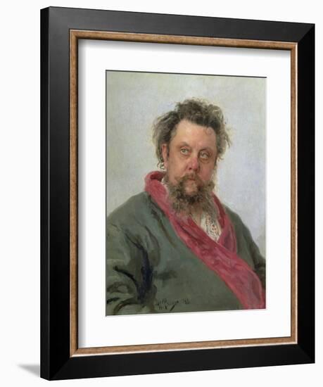 Portrait of Modest Petrovich Moussorgsky (1839-81) 1881-Ilya Efimovich Repin-Framed Giclee Print