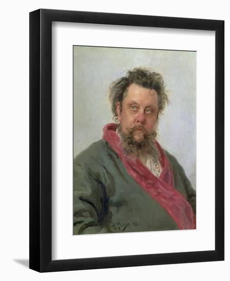 Portrait of Modest Petrovich Moussorgsky (1839-81) 1881-Ilya Efimovich Repin-Framed Giclee Print