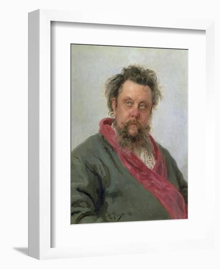 Portrait of Modest Petrovich Moussorgsky (1839-81) 1881-Ilya Efimovich Repin-Framed Giclee Print