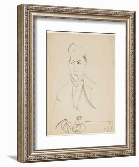 Portrait of Modigliani with Pipe-Jeanne Hébuterne-Framed Giclee Print