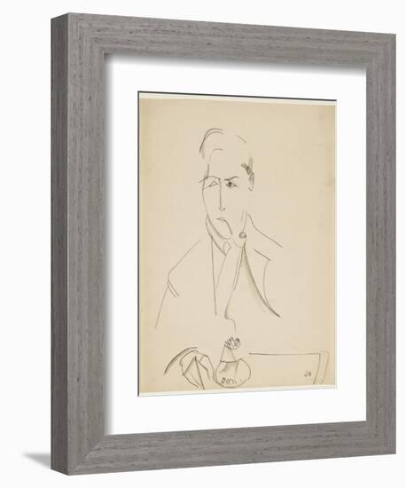 Portrait of Modigliani with Pipe-Jeanne Hébuterne-Framed Giclee Print