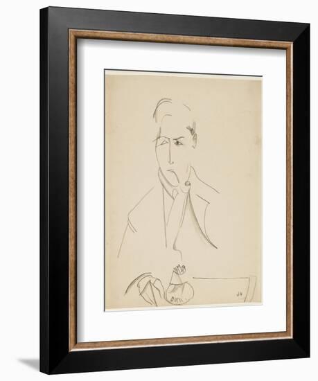 Portrait of Modigliani with Pipe-Jeanne Hébuterne-Framed Giclee Print