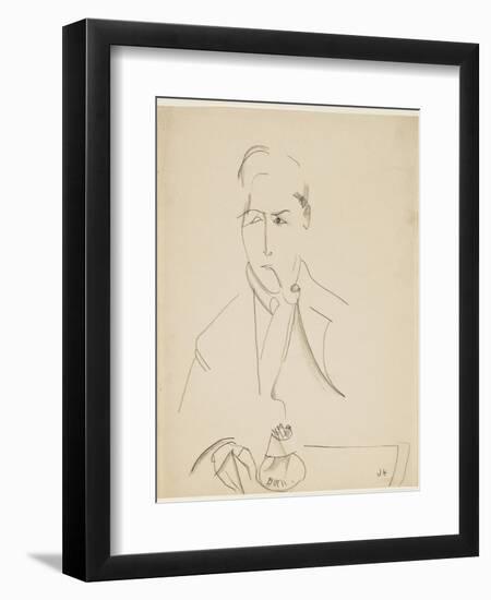 Portrait of Modigliani with Pipe-Jeanne Hébuterne-Framed Giclee Print