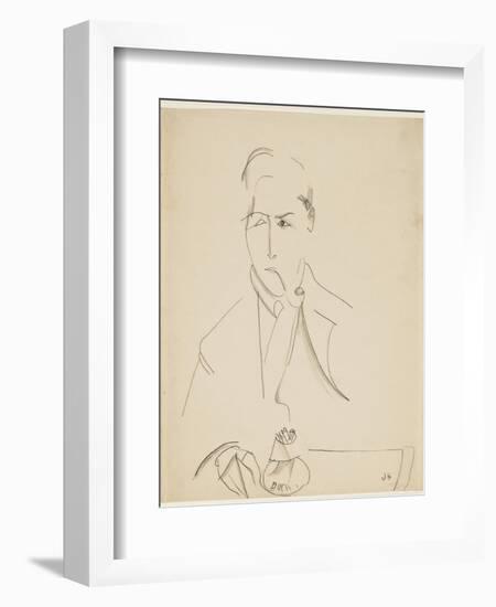 Portrait of Modigliani with Pipe-Jeanne Hébuterne-Framed Giclee Print