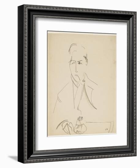 Portrait of Modigliani with Pipe-Jeanne Hébuterne-Framed Giclee Print