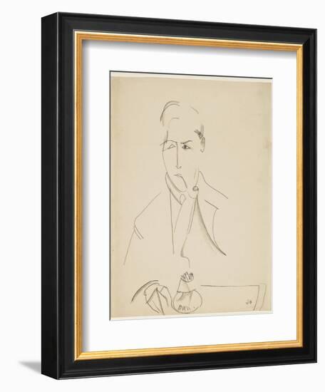 Portrait of Modigliani with Pipe-Jeanne Hébuterne-Framed Giclee Print