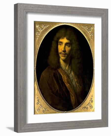 Portrait of Moliere, Ca. 1645-Pierre Mignard-Framed Art Print