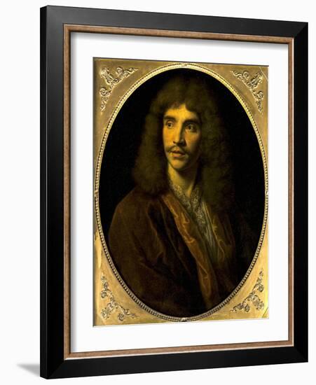 Portrait of Moliere, Ca. 1645-Pierre Mignard-Framed Art Print