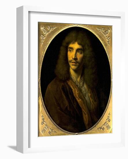 Portrait of Moliere, Ca. 1645-Pierre Mignard-Framed Art Print