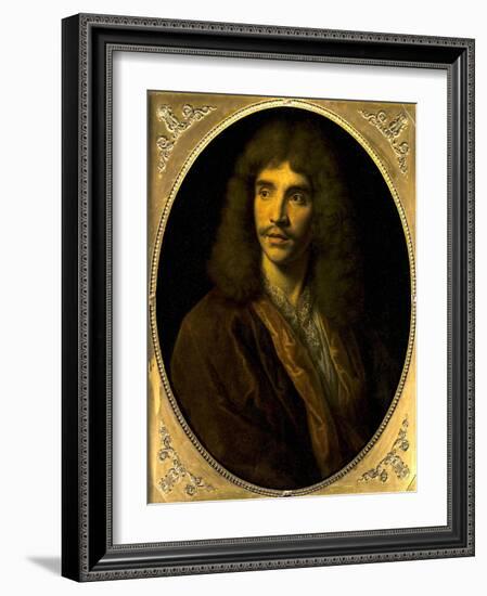 Portrait of Moliere, Ca. 1645-Pierre Mignard-Framed Art Print