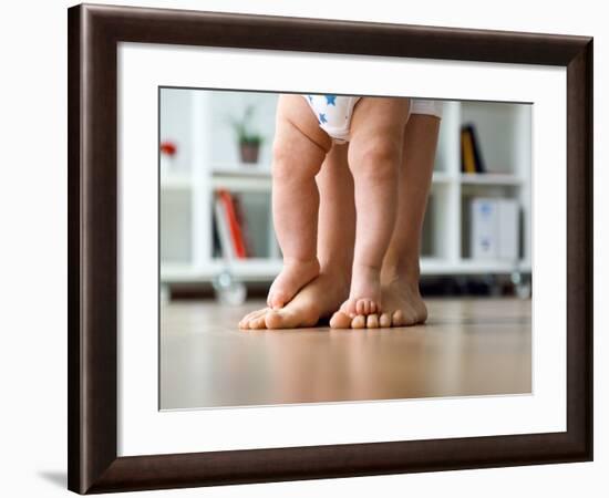 Portrait of Mother and Baby Legs. First Steps.-nenetus-Framed Photographic Print