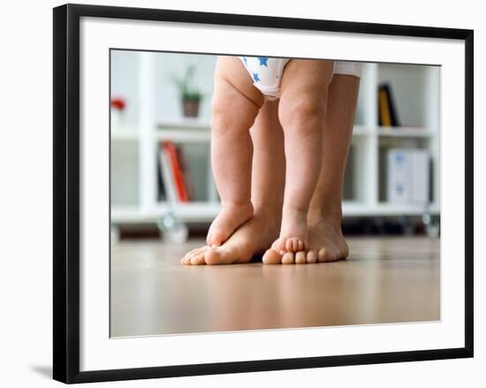 Portrait of Mother and Baby Legs. First Steps.-nenetus-Framed Photographic Print