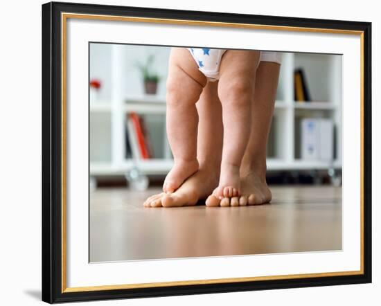 Portrait of Mother and Baby Legs. First Steps.-nenetus-Framed Photographic Print