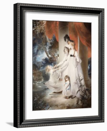 Portrait of Mrs Ayscoghe Boucherett with Her Two Eldest Children, 1794-Thomas Lawrence-Framed Giclee Print