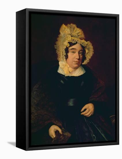 Portrait of Mrs. Edward Cross in a Dark Satin Dress with a Paisley Shawl, 1838 (Oil on Canvas)-Jacques-Laurent Agasse-Framed Premier Image Canvas