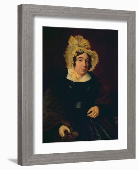 Portrait of Mrs. Edward Cross in a Dark Satin Dress with a Paisley Shawl, 1838 (Oil on Canvas)-Jacques-Laurent Agasse-Framed Giclee Print