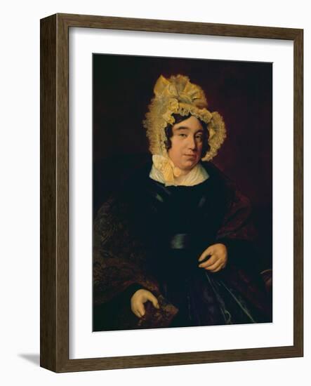 Portrait of Mrs. Edward Cross in a Dark Satin Dress with a Paisley Shawl, 1838 (Oil on Canvas)-Jacques-Laurent Agasse-Framed Giclee Print