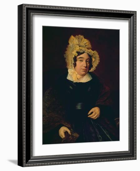 Portrait of Mrs. Edward Cross in a Dark Satin Dress with a Paisley Shawl, 1838 (Oil on Canvas)-Jacques-Laurent Agasse-Framed Giclee Print