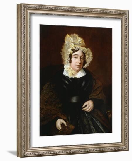 Portrait of Mrs. Edward Cross, Seated Half-Length in a Dark Satin Dress with a Paisley Shawl-Jacques-Laurent Agasse-Framed Giclee Print