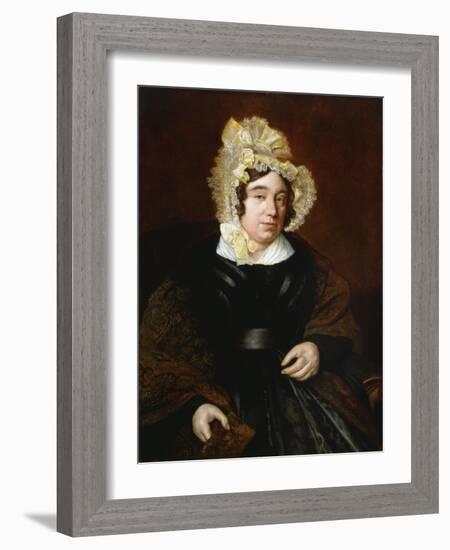 Portrait of Mrs. Edward Cross, Seated Half-Length in a Dark Satin Dress with a Paisley Shawl-Jacques-Laurent Agasse-Framed Giclee Print