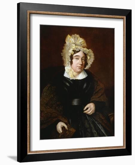 Portrait of Mrs. Edward Cross, Seated Half-Length in a Dark Satin Dress with a Paisley Shawl-Jacques-Laurent Agasse-Framed Giclee Print