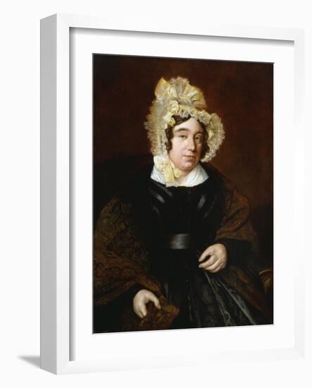 Portrait of Mrs. Edward Cross, Seated Half-Length in a Dark Satin Dress with a Paisley Shawl-Jacques-Laurent Agasse-Framed Giclee Print