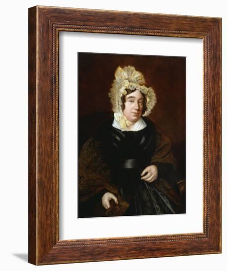 Portrait of Mrs. Edward Cross, Seated Half-Length in a Dark Satin Dress with a Paisley Shawl-Jacques-Laurent Agasse-Framed Giclee Print