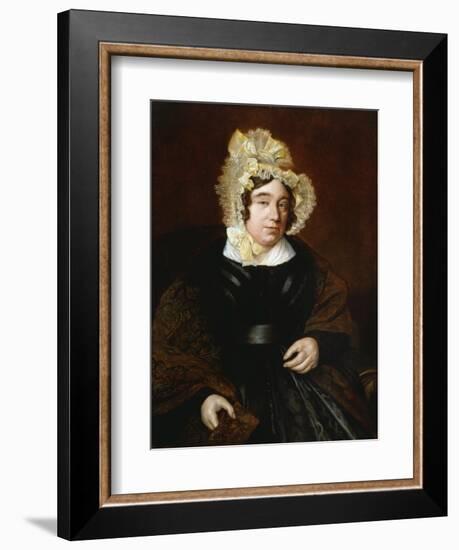 Portrait of Mrs. Edward Cross, Seated Half-Length in a Dark Satin Dress with a Paisley Shawl-Jacques-Laurent Agasse-Framed Giclee Print