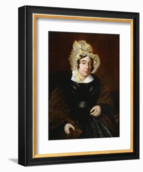 Portrait of Mrs. Edward Cross, Seated Half-Length in a Dark Satin Dress with a Paisley Shawl-Jacques-Laurent Agasse-Framed Giclee Print