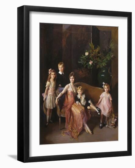 Portrait of Mrs Francis P. Garvan and Her Four Children, 1921 (Oil on Canvas)-Philip Alexius De Laszlo-Framed Giclee Print