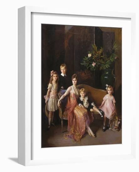 Portrait of Mrs Francis P. Garvan and Her Four Children, 1921 (Oil on Canvas)-Philip Alexius De Laszlo-Framed Giclee Print